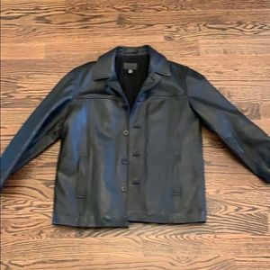 Vintage J.Crew Black Leather Coat.